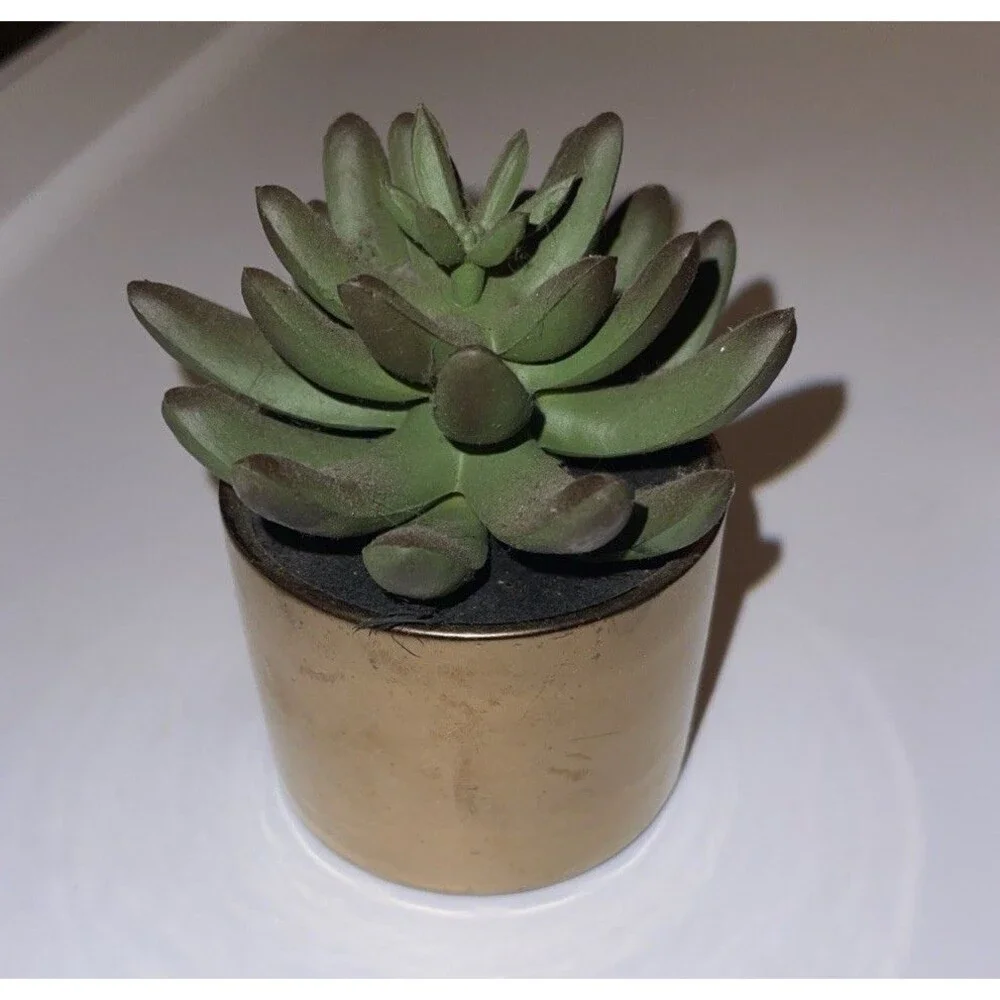 Target Faux Succulent Gold Tone Vase 4.5 in x 3 in